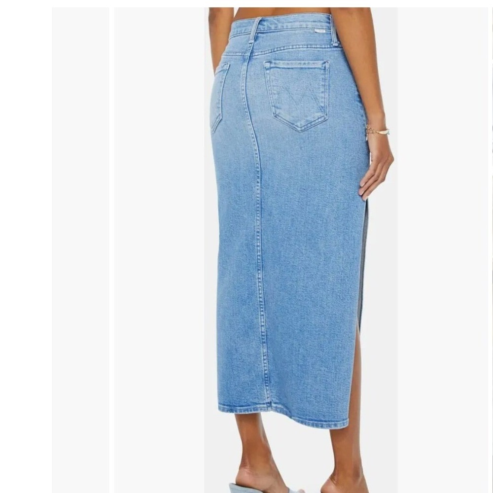 MOTHER The Split Second Denim Midi Skirt Mediterranean Muse Blue 28 Western - Picture 2 of 13